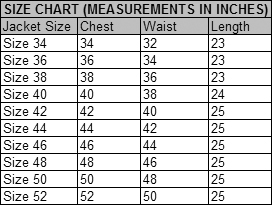 Straight To Hell Jacket Size Chart
