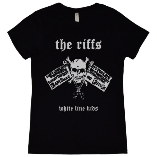 Riffs White Line Kids Womens T Shirt